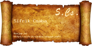 Sifrik Csaba névjegykártya